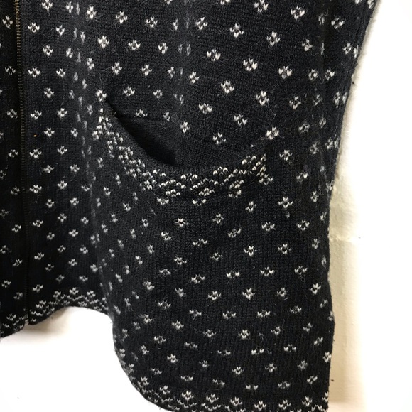 Vintage Lauren Ralph Lauren Women 1X Plus Black Cream Wool Zip Cardigan Sweater - Picture 2 of 7